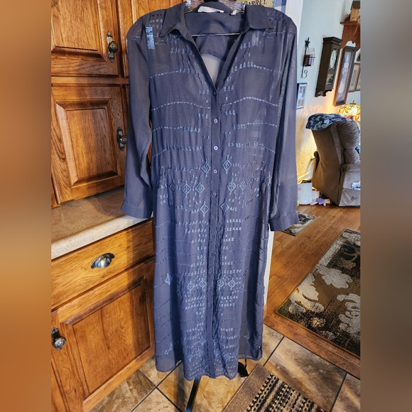 Soft Surroundings Ibiza Georgette Embroidered Maxi Dress Size PS - Picture 5 of 12